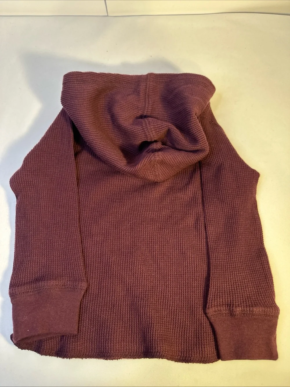 GAP Long Sleeve Hooded Waffle Knit Top - Mauve